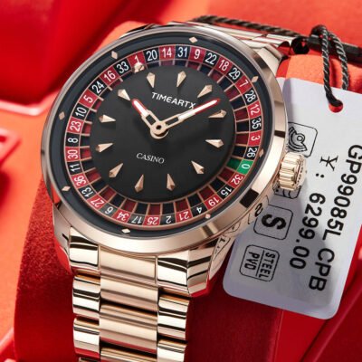 TIMEARTX Luxury Men's Roulette Casino Watch Quartz Movement  Automatic Rotating Luminous Dial Waterproof Steel Strap Male Clock