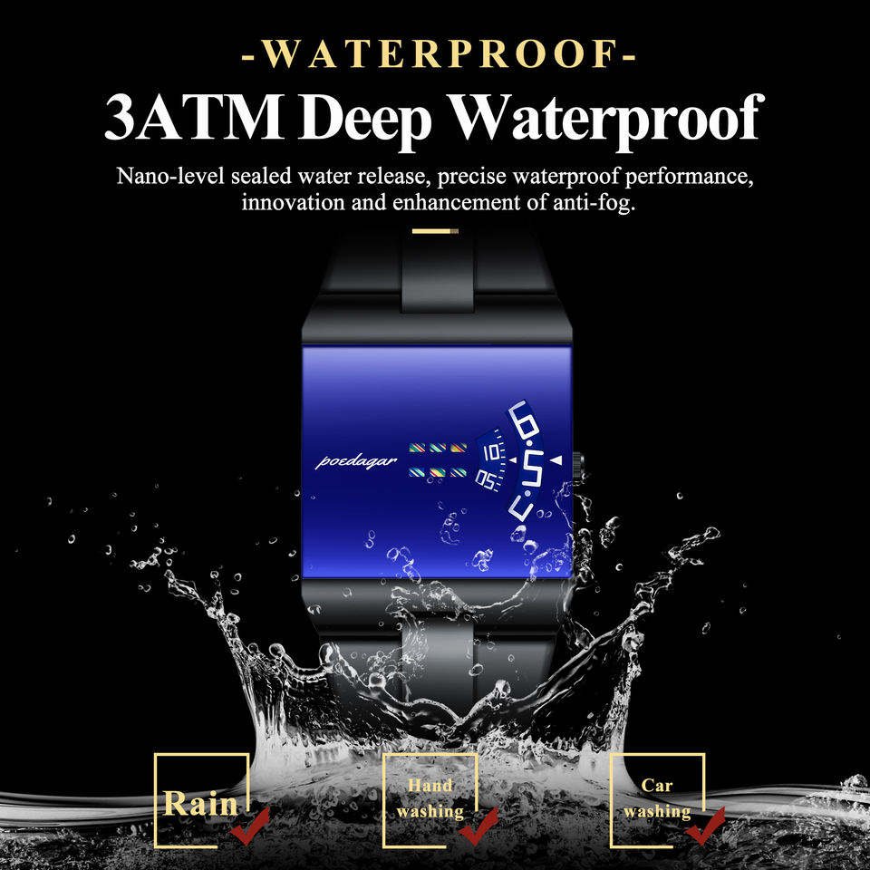 100% Original Poedagar 857 High Quality Square Dial Design Stainless Steel Band Watch for Men High-End Waterproof Quartz Movement Wristwatch - Image 3