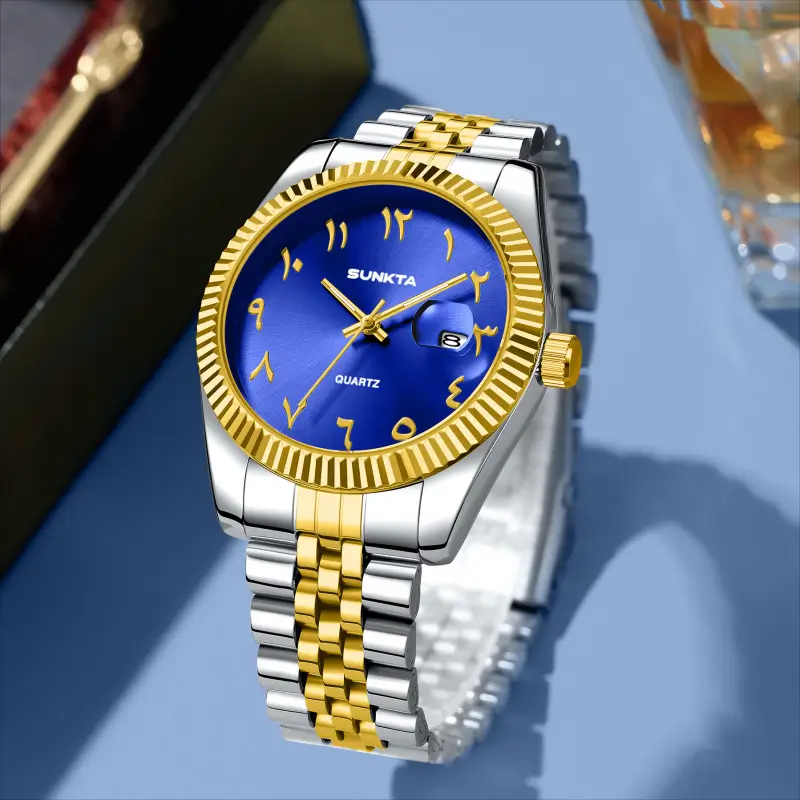 SUNKTA Arabic Numeral Dial Quartz Man Watch Classic Luxury Stainless Steel Band Fashion Waterproof Auto Date Unique Mens Watches - Image 4