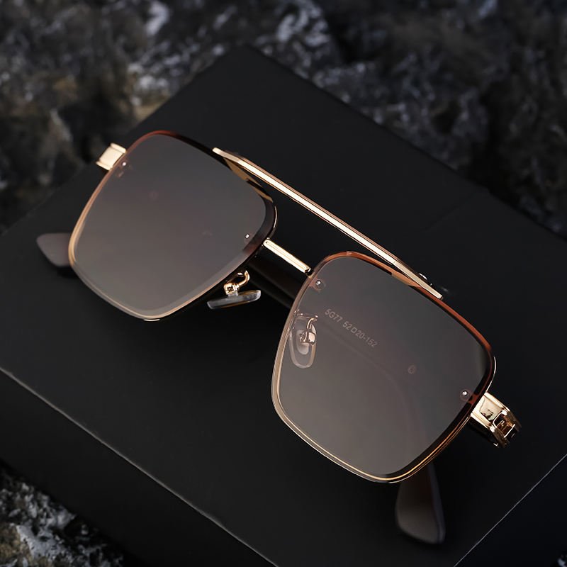 Partagas Wholesale Fashion Trendy Custom Logo Metal Double Bridge Frame UV Protection Shades Sun Glasses Sunglasses for Men - Image 3