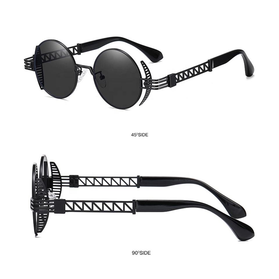 New Fashionable Gold Metal Circle Sunglasses Custom Logo Vintage Steampunk UV400 Protection Unisex 2022 - Image 3
