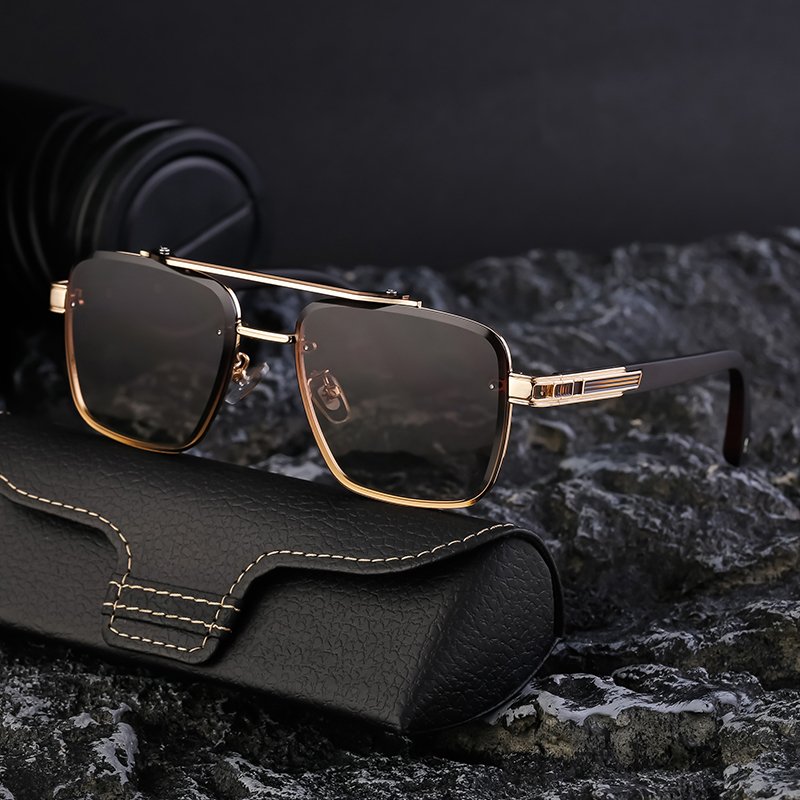 Partagas Wholesale Fashion Trendy Custom Logo Metal Double Bridge Frame UV Protection Shades Sun Glasses Sunglasses for Men - Image 6