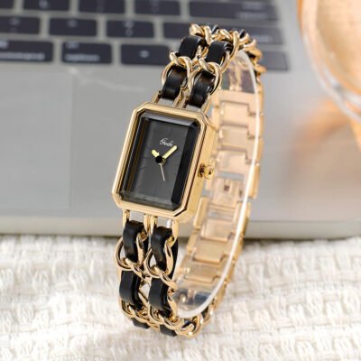 GEDI 52017 Women's Stainless Steel Analog Quartz Watch Waterproof Small Square High Quality Fashion Style for Valentine's Day