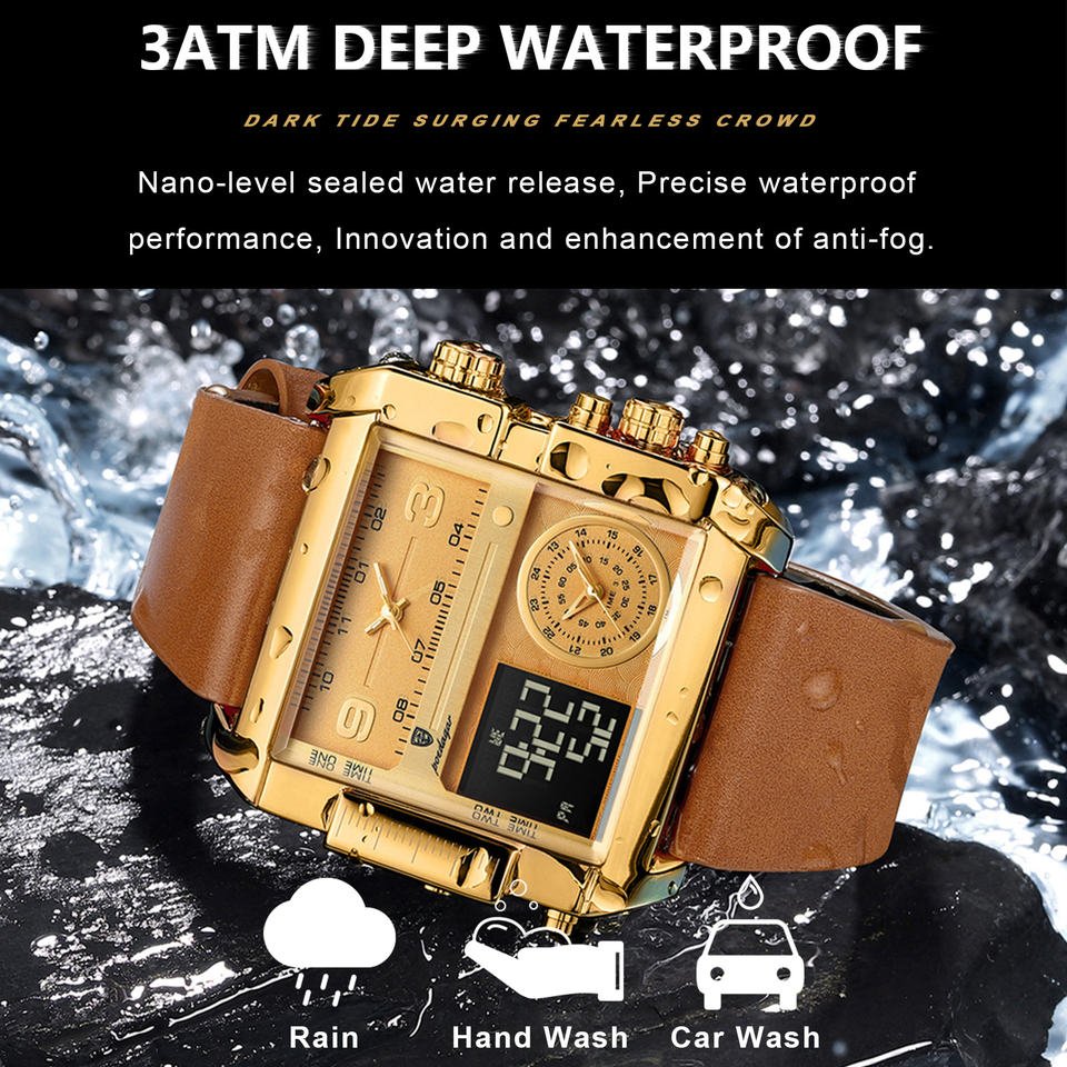 Poedagar Fashion Men Watches Waterproof Luminous Leather Quartz Watches Multifunctional Chronograph Watch for Men - Image 2