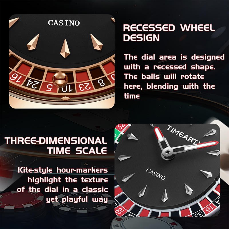 TIMEARTX Luxury Men's Roulette Casino Watch Quartz Movement Automatic Rotating Luminous Dial Waterproof Steel Strap Male Clock - Image 3