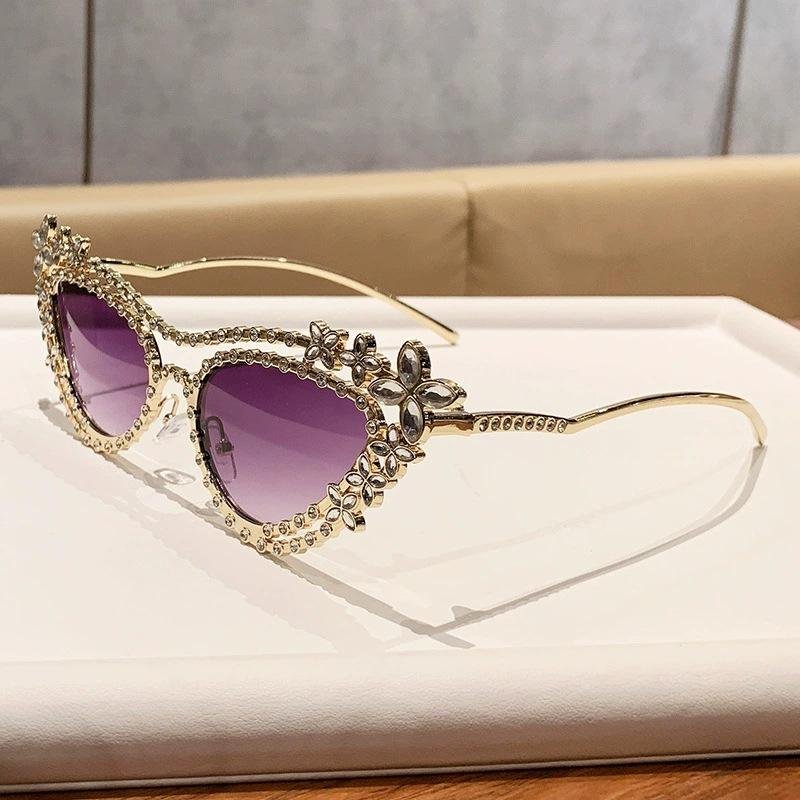 Fashion Vintage Luxury Metal Frame Women Sun Glasses UV400 Crystal - Image 4